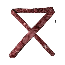 Burgundy Geometric Silk Adjustable Men Tied Necktie Tie