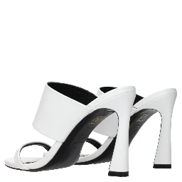 Blue Leather Stiletto Heel Sandals