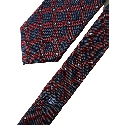 Blue Red Patterned 100% Silk Adjustable Men Necktie Tie