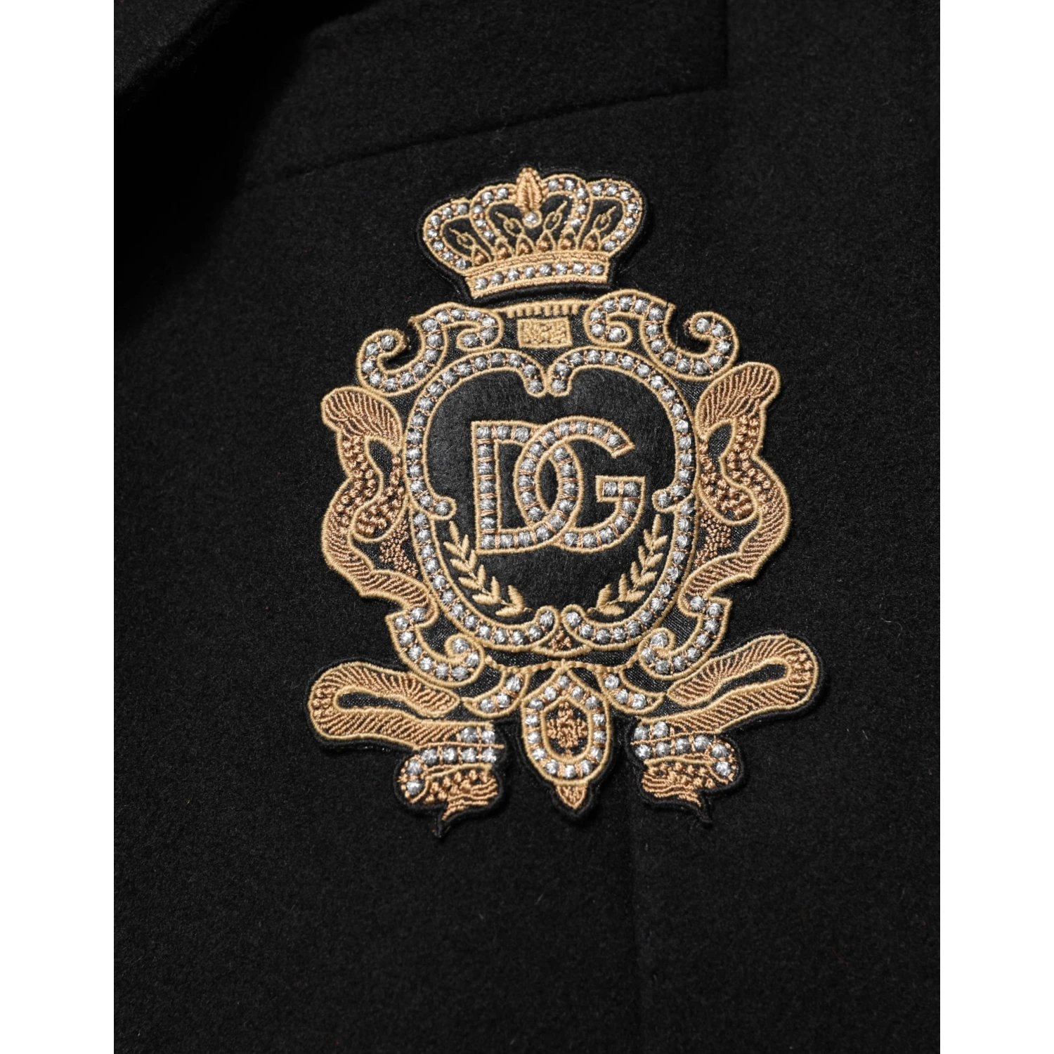 Black Heraldic Patch Single Breasted Jacket