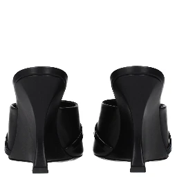 Black Leather Wedge Sandals
