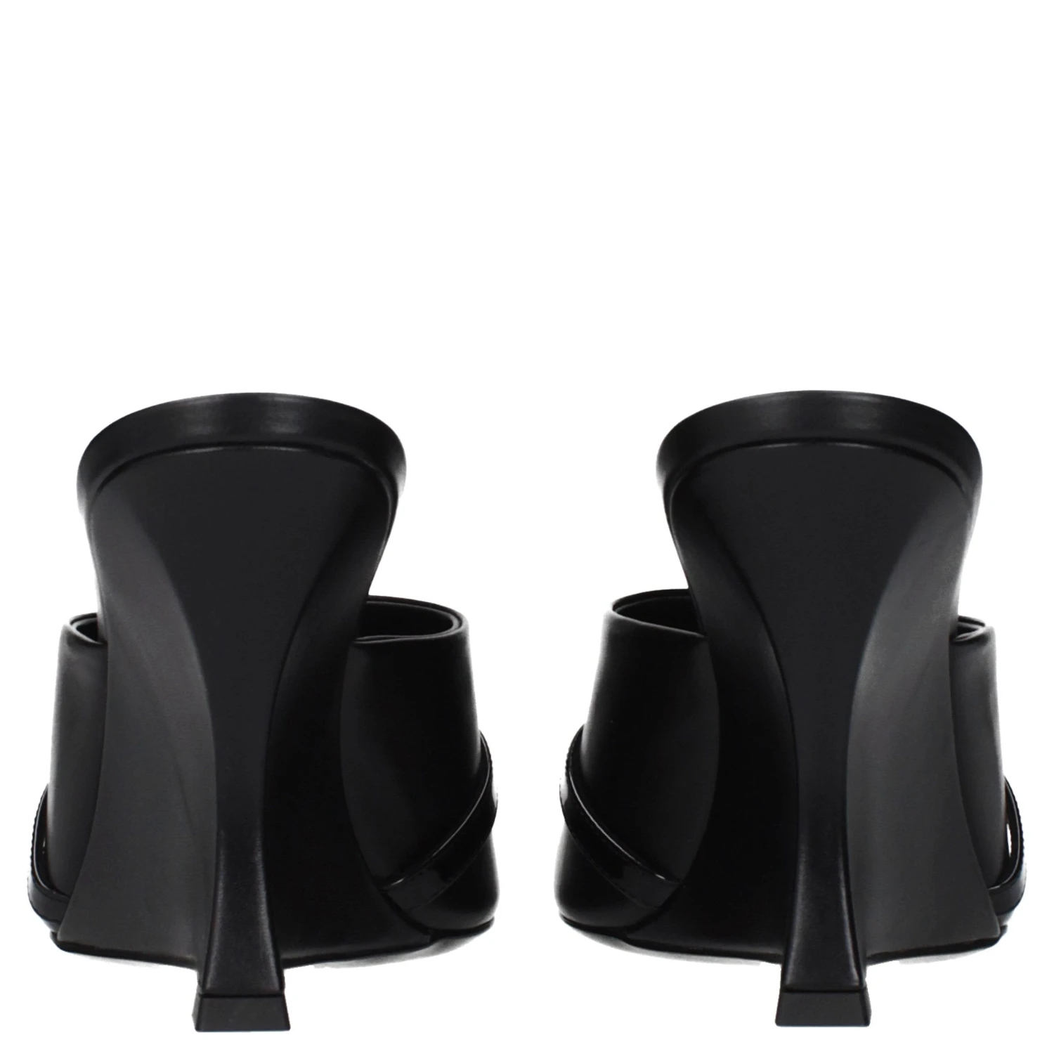 Black Leather Wedge Sandals