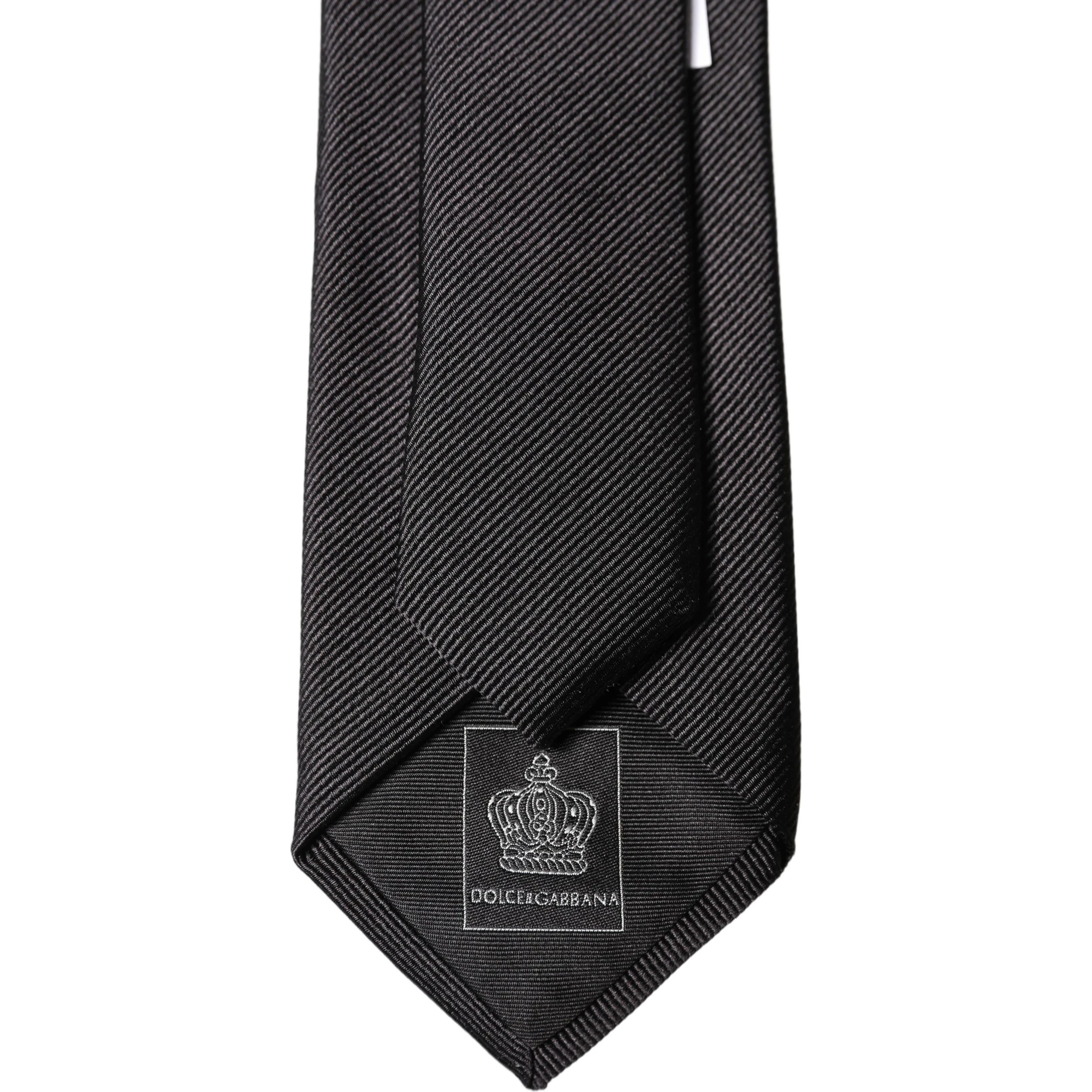 Black Solid 100% Silk Adjustable Men Tied Necktie Tie