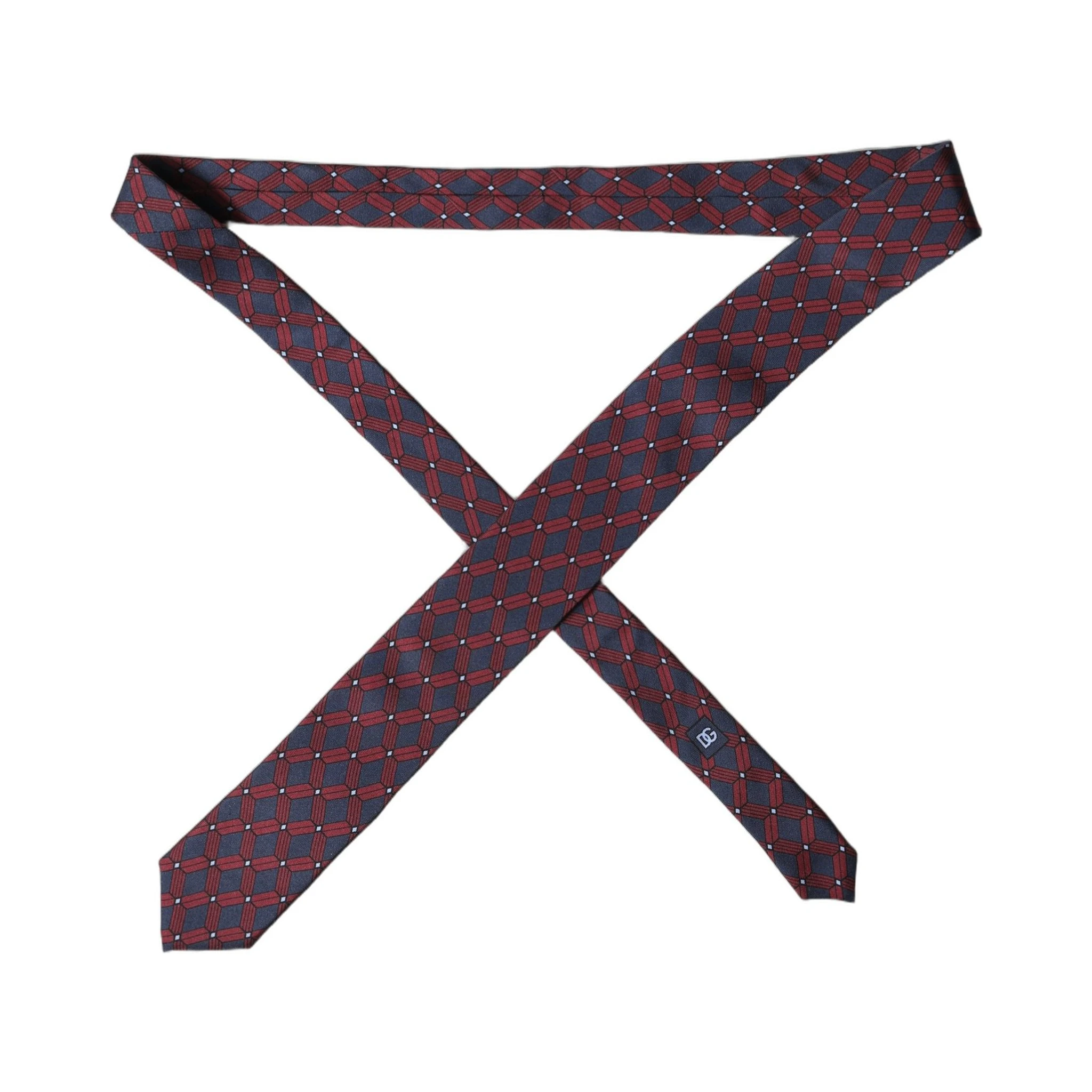 Blue Red Patterned 100% Silk Adjustable Men Necktie Tie