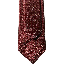 Burgundy Geometric Silk Adjustable Men Tied Necktie Tie