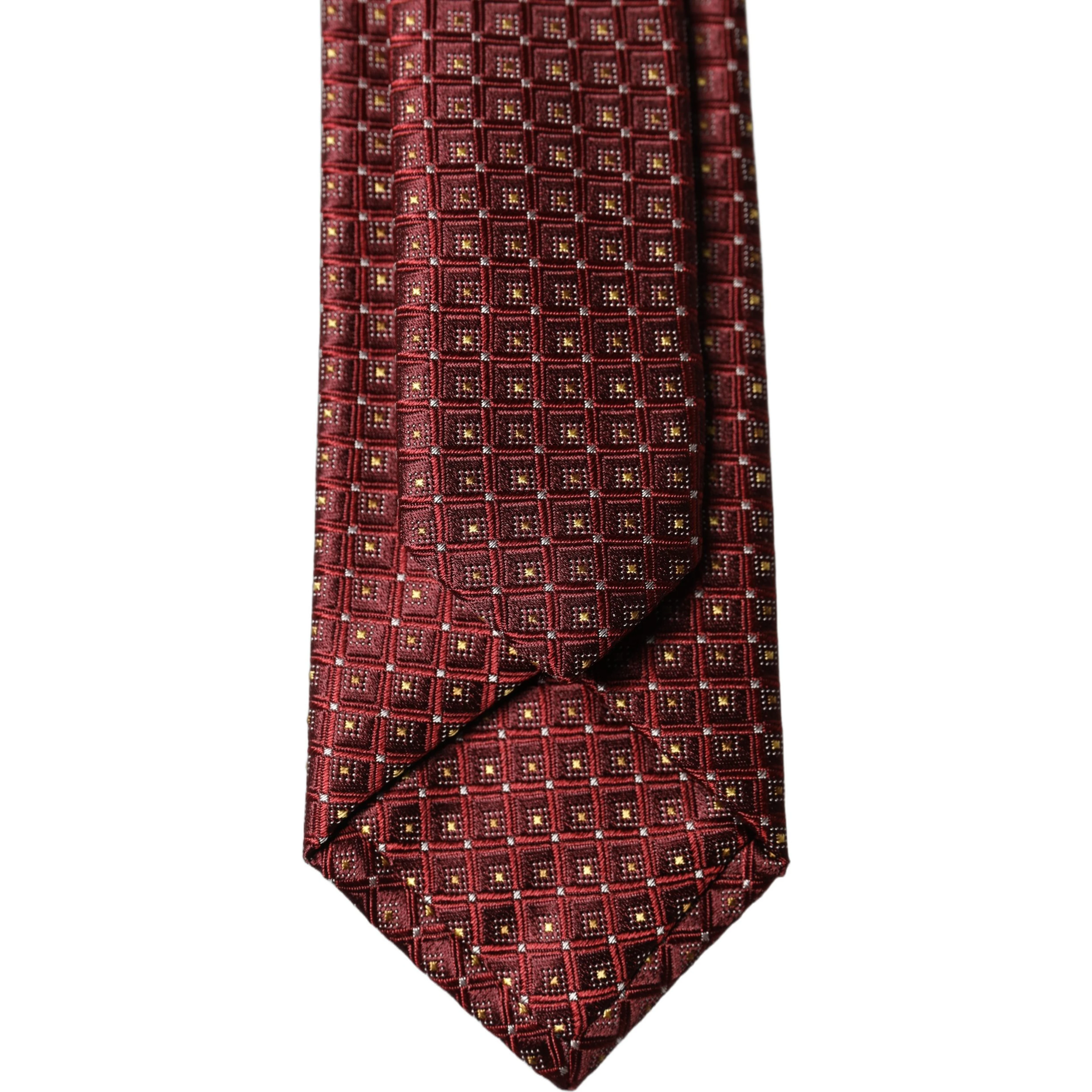 Burgundy Geometric Silk Adjustable Men Tied Necktie Tie