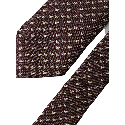 Burgundy Geometric Silk Adjustable Men Tied Necktie Tie