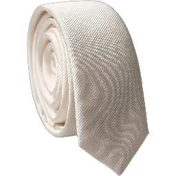 Off White Solid 100% Silk Adjustable Men Tied Necktie Tie
