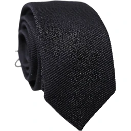 Black Solid 100% Silk Adjustable Men Tied Necktie Tie