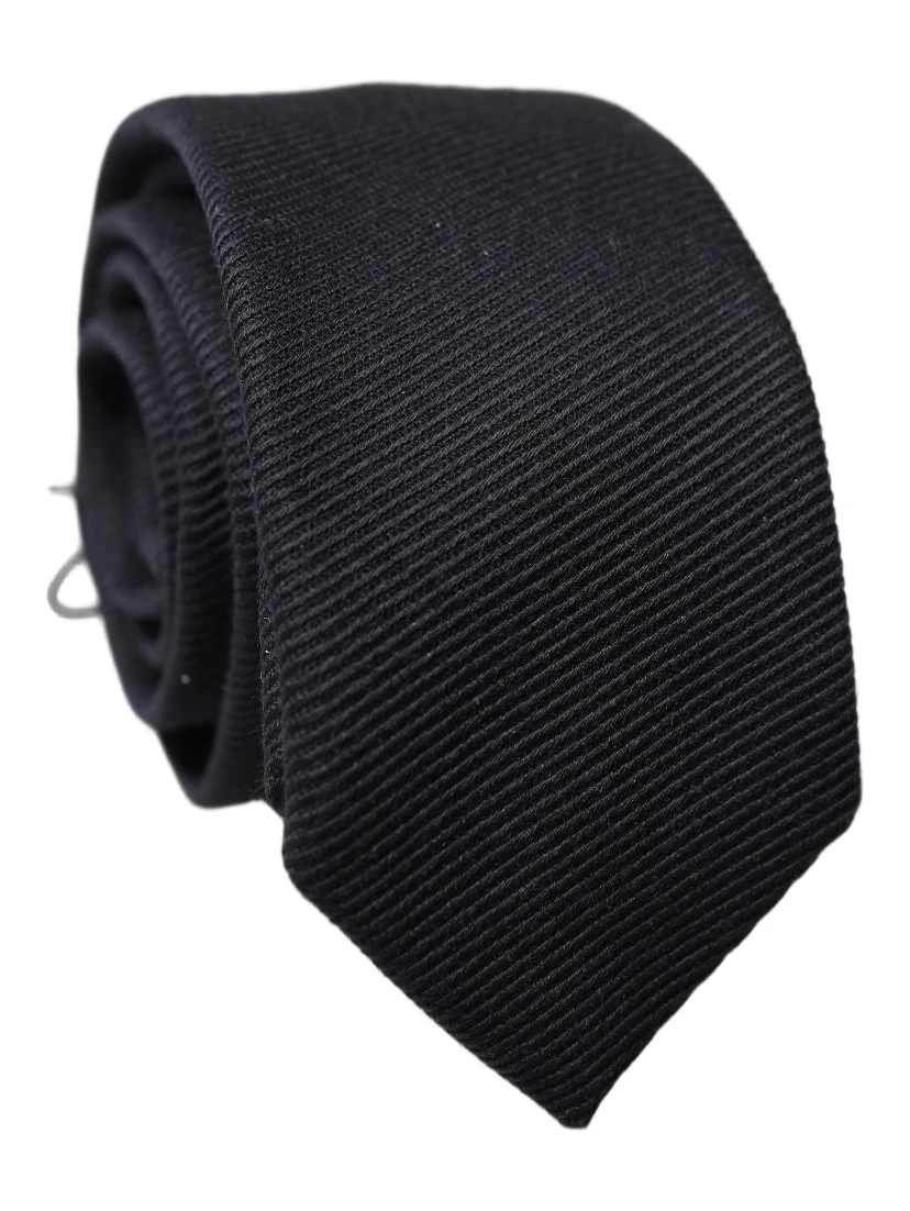 Black Solid 100% Silk Adjustable Men Tied Necktie Tie