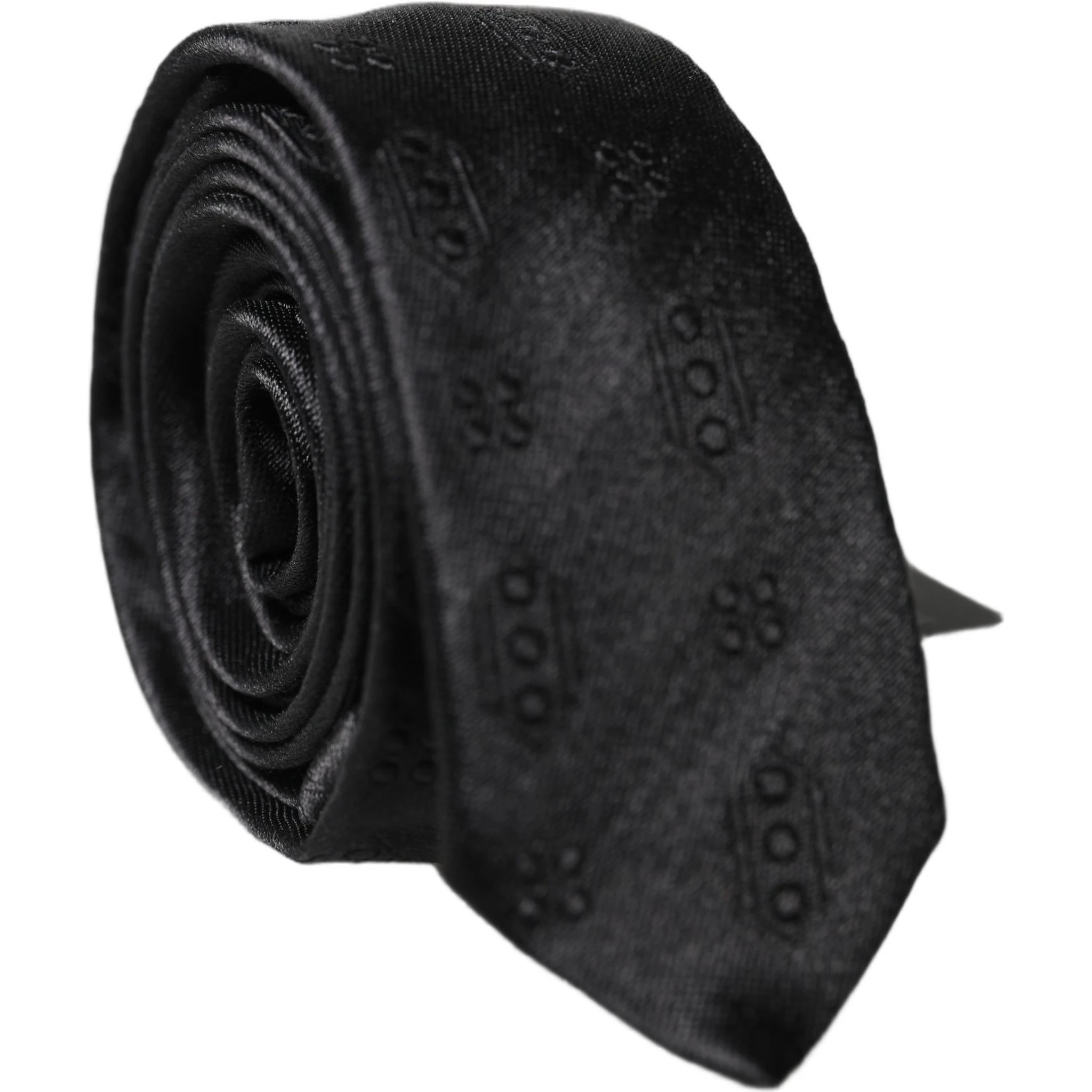 Black Patterned 100% Silk Adjustable Men Necktie Tie