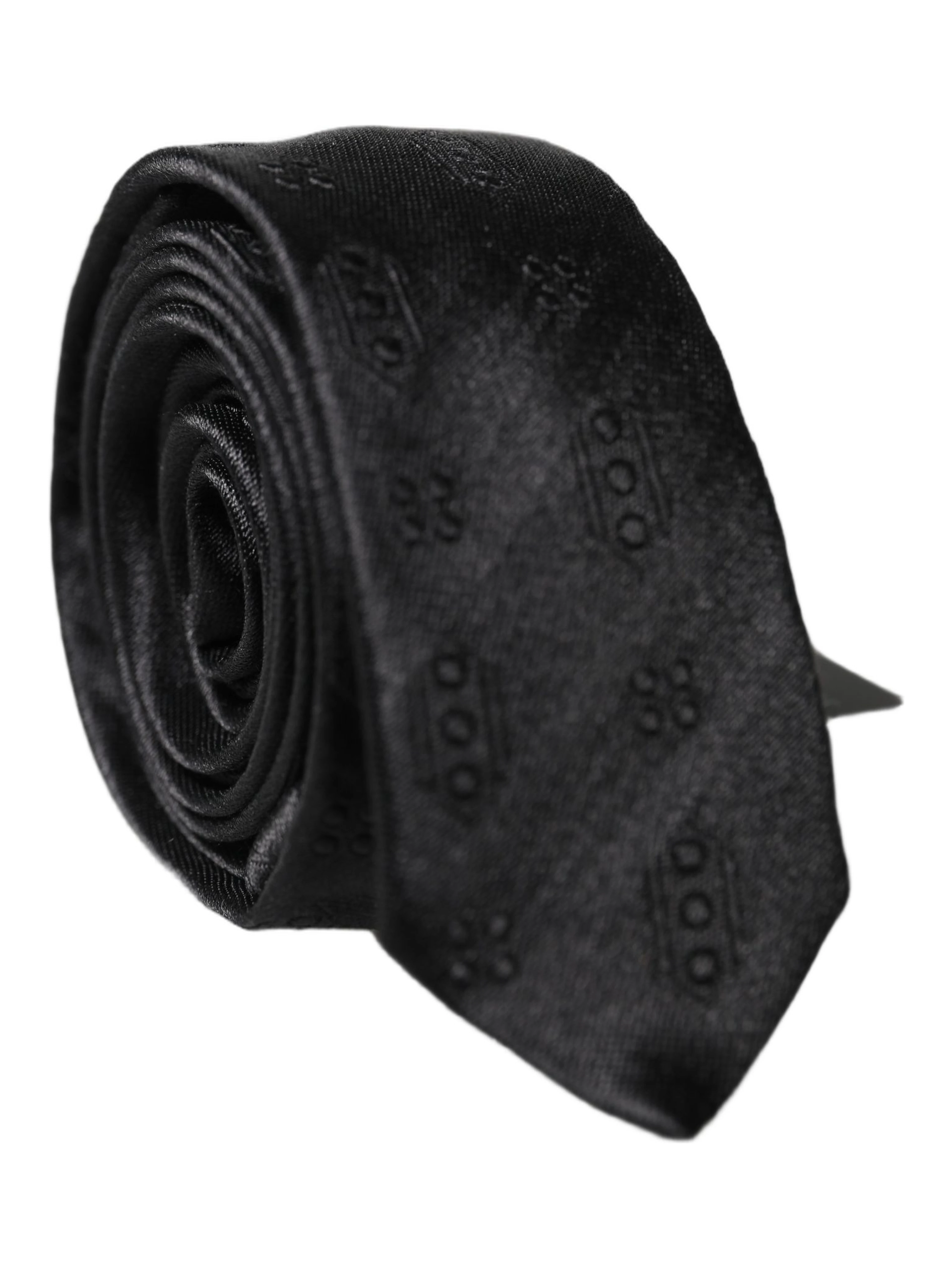 Black Patterned 100% Silk Adjustable Men Necktie Tie