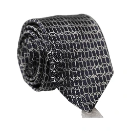 Black Geometric DG Silk Adjustable Men Tied Necktie Tie