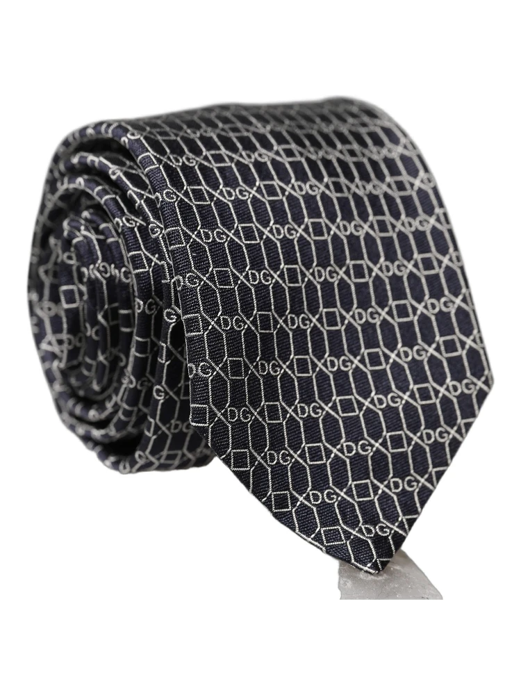 Black Geometric DG Silk Adjustable Men Tied Necktie Tie alternative