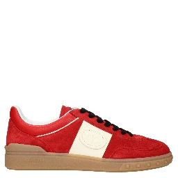 Red Leather Low Top Sneakers