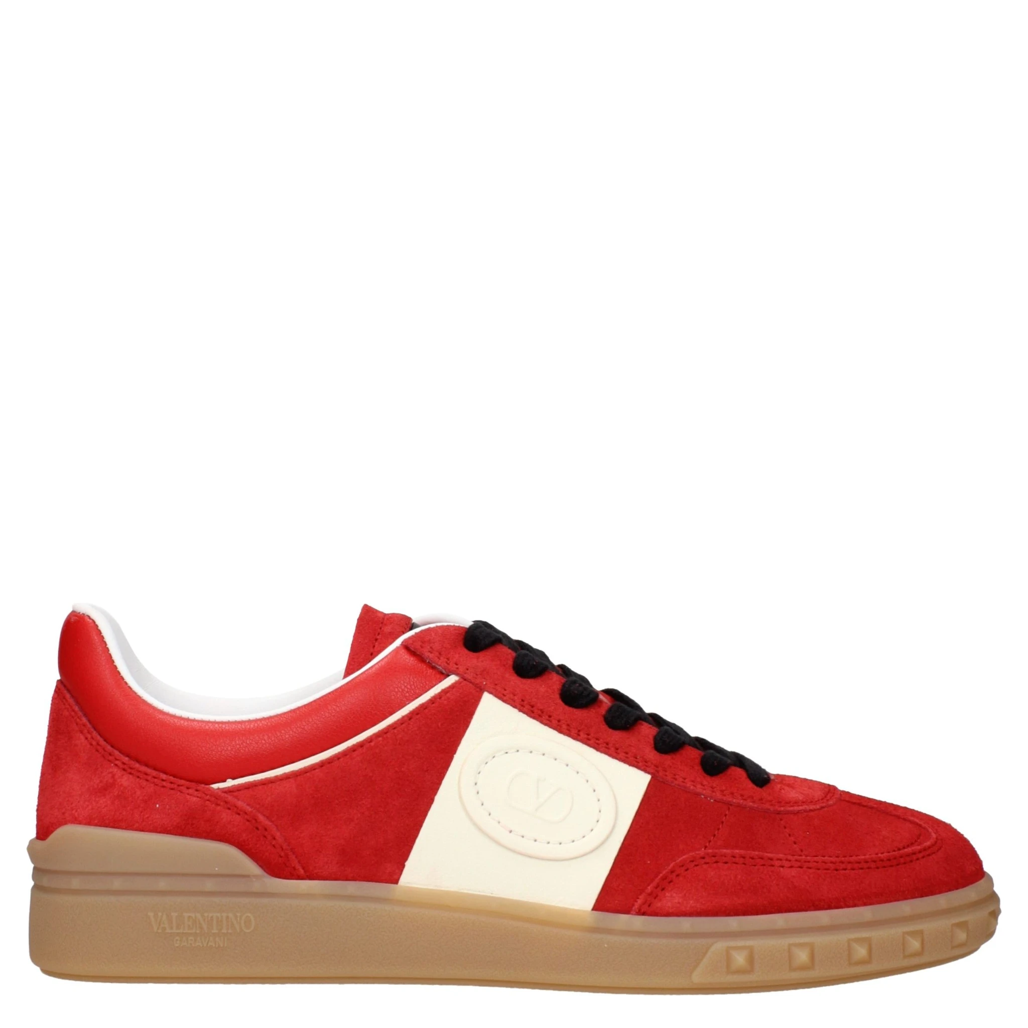 Red Leather Low Top Sneakers