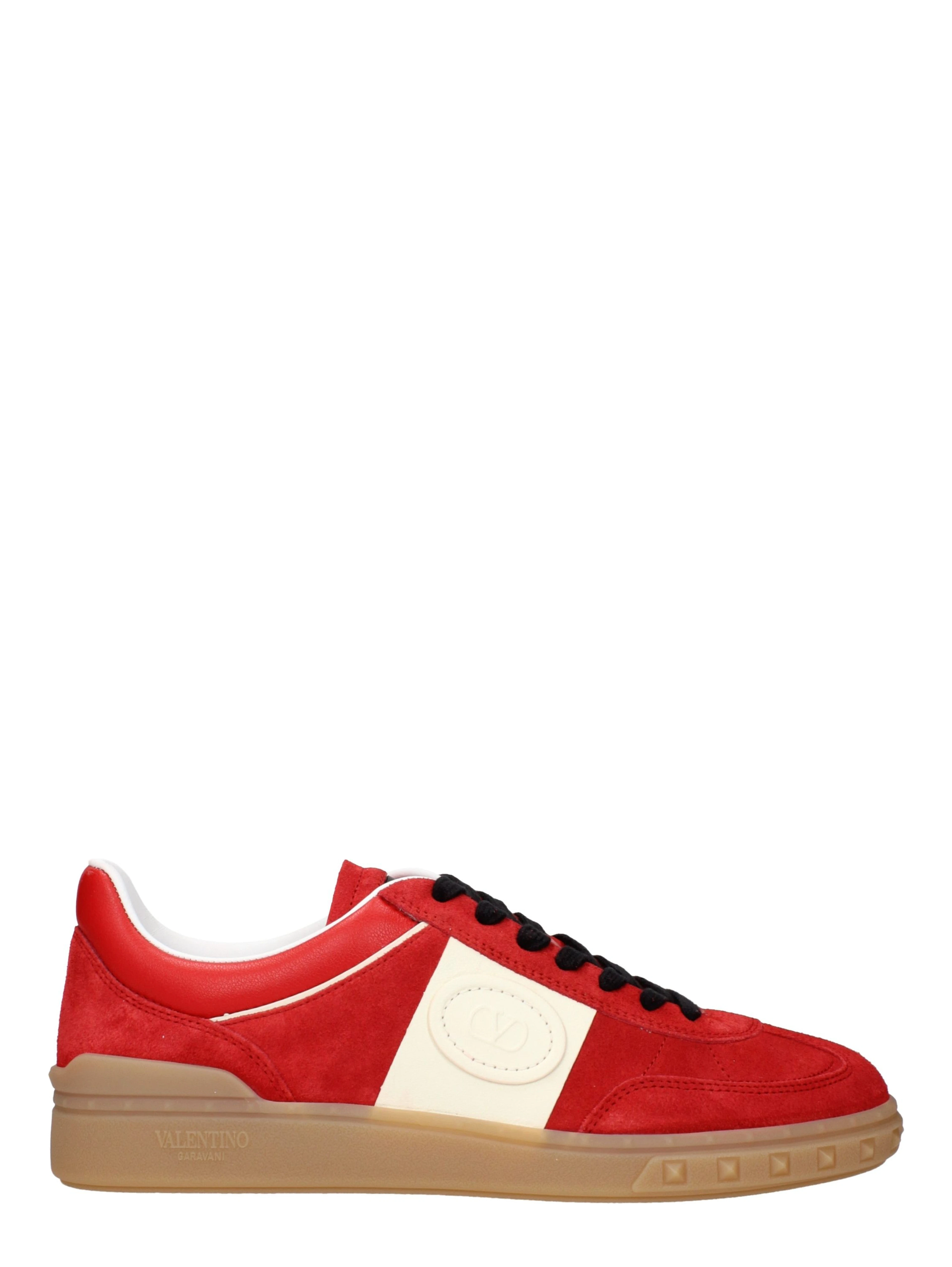 Red Leather Low Top Sneakers