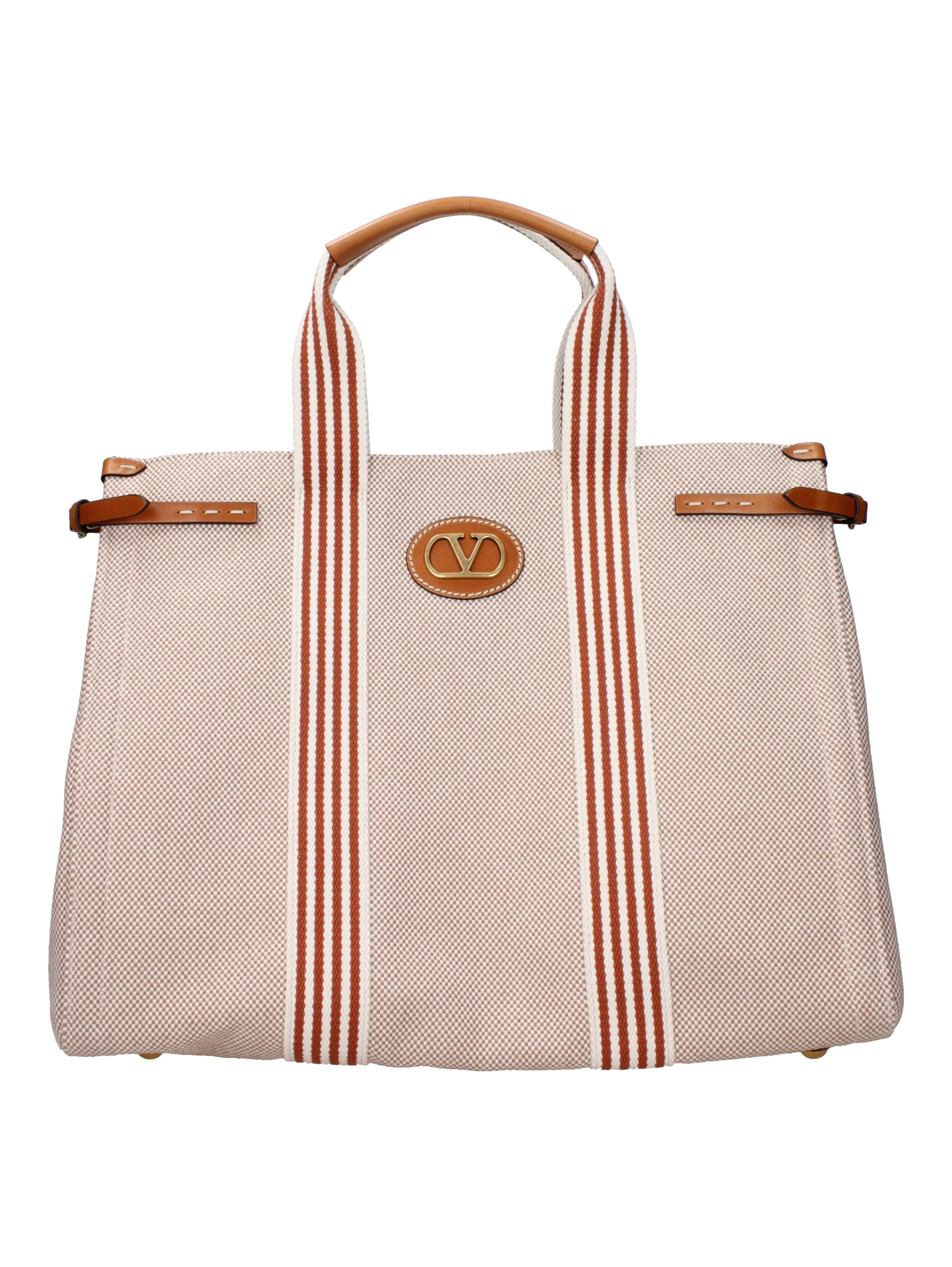 Beige Fabric Handbag