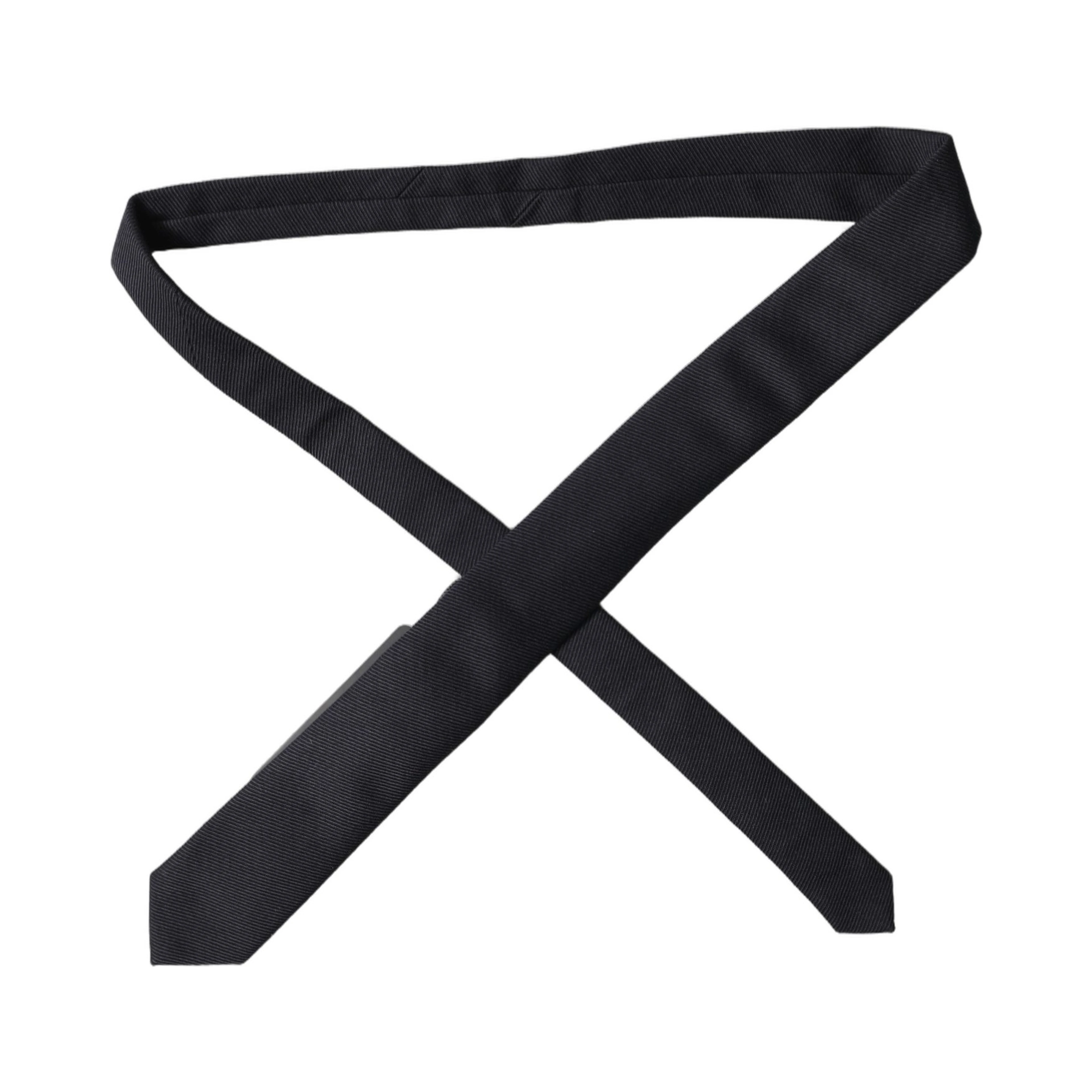 Black Solid 100% Silk Adjustable Men Tied Necktie Tie