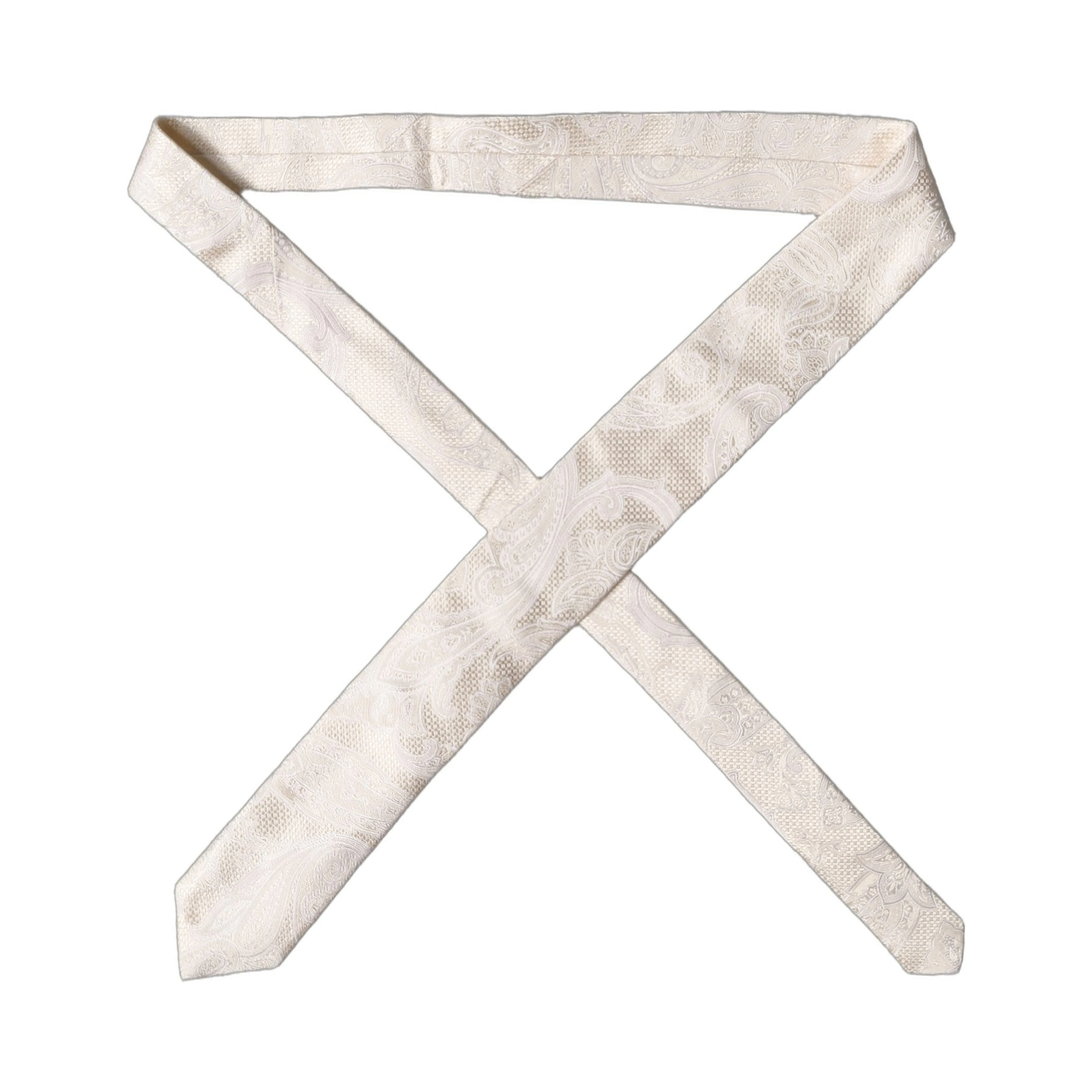 Off White Floral Silk Adjustable Men Tied Necktie Tie