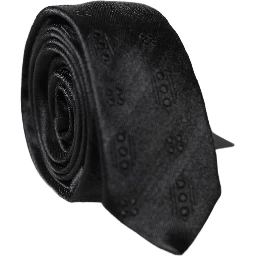 Black Patterned 100% Silk Adjustable Men Necktie Tie