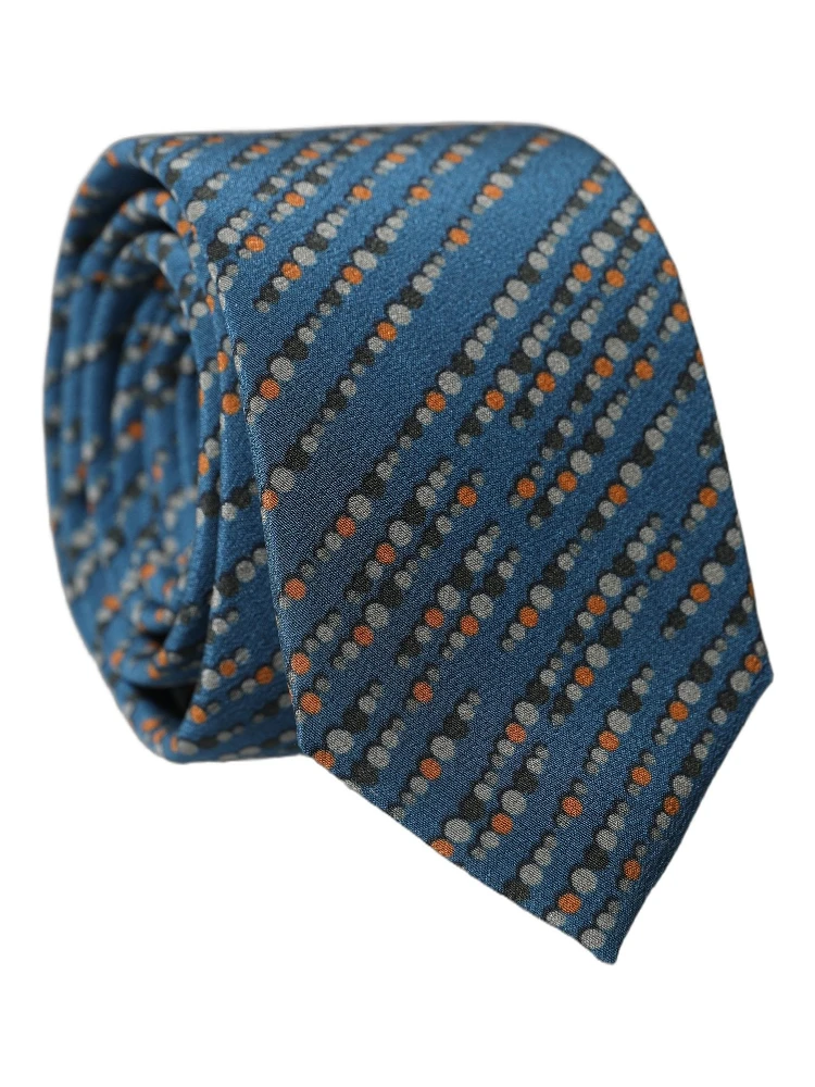 Blue Patterned 100% Silk Adjustable Men Tied Necktie Tie alternative