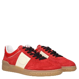 Red Leather Low Top Sneakers