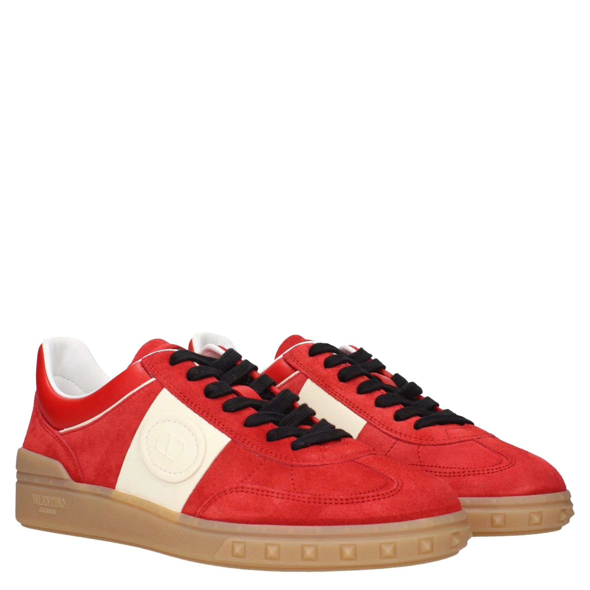 Red Leather Low Top Sneakers