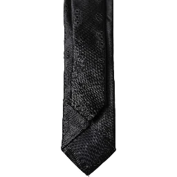 Black Patterned 100% Silk Adjustable Men Necktie Tie