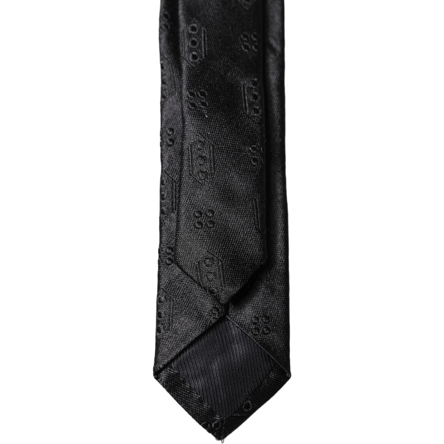Black Patterned 100% Silk Adjustable Men Necktie Tie