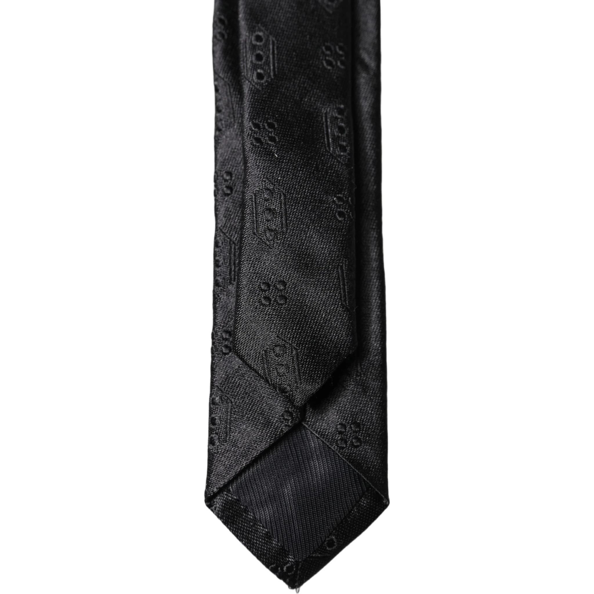 Black Patterned 100% Silk Adjustable Men Necktie Tie