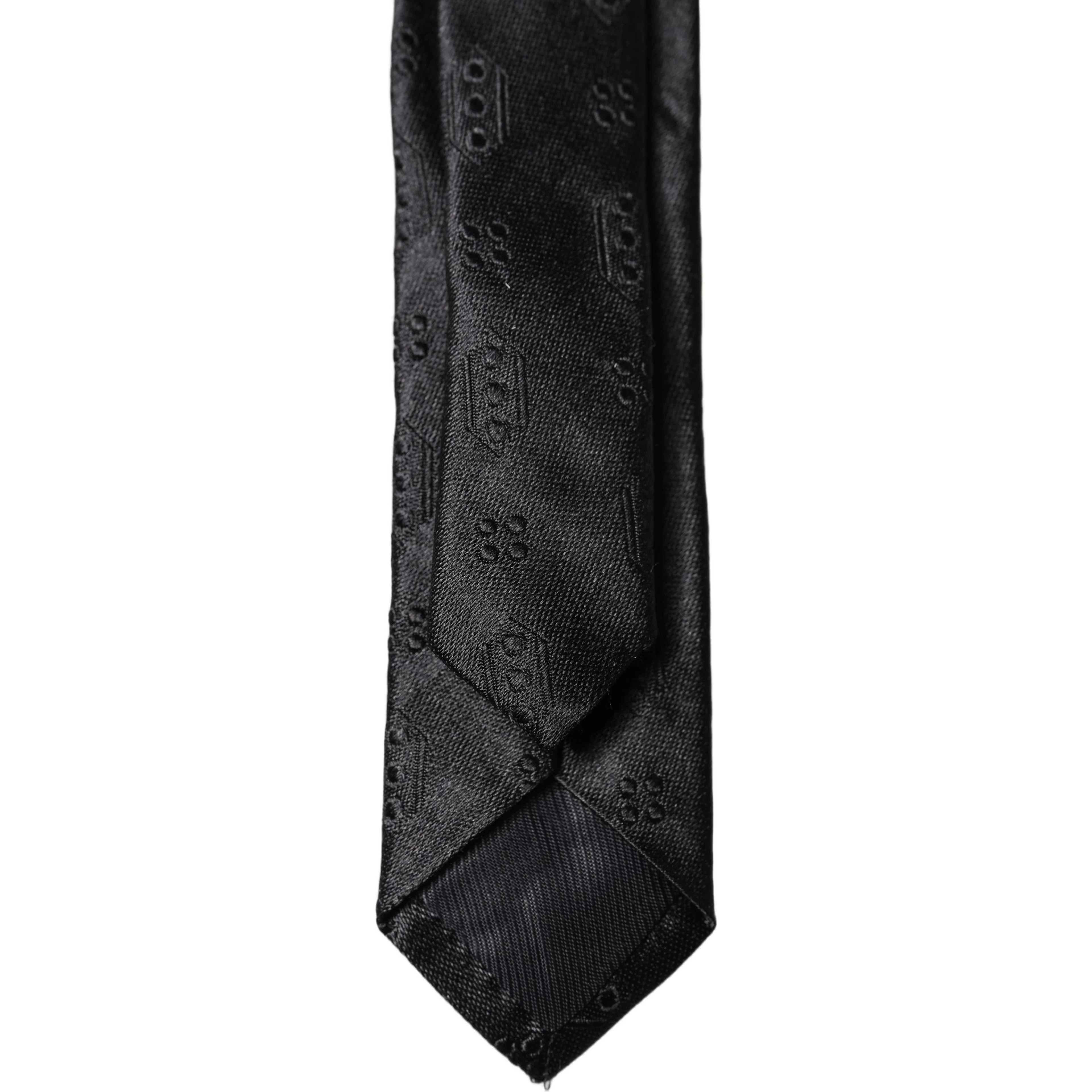 Black Patterned 100% Silk Adjustable Men Necktie Tie