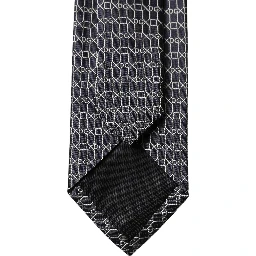 Black Geometric DG Silk Adjustable Men Tied Necktie Tie