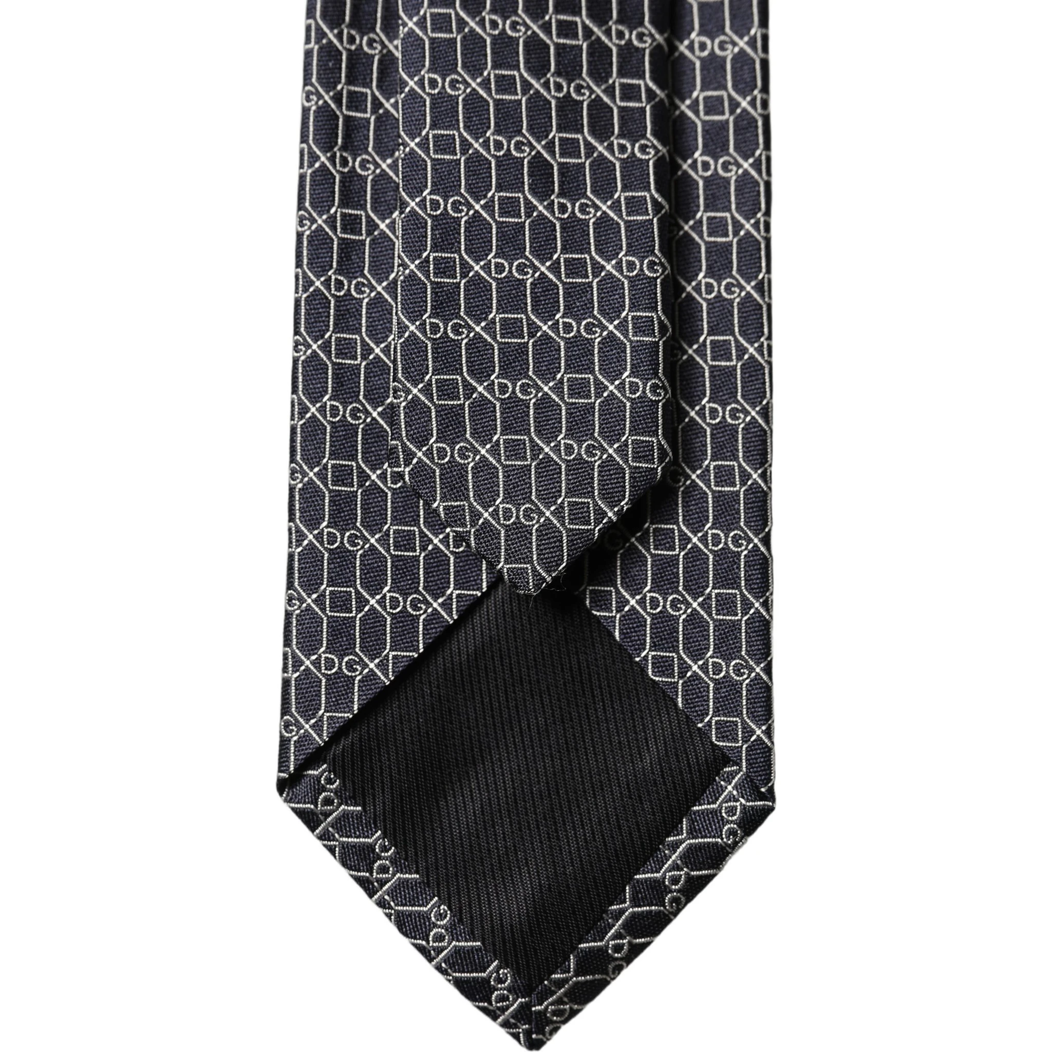 Black Geometric DG Silk Adjustable Men Tied Necktie Tie