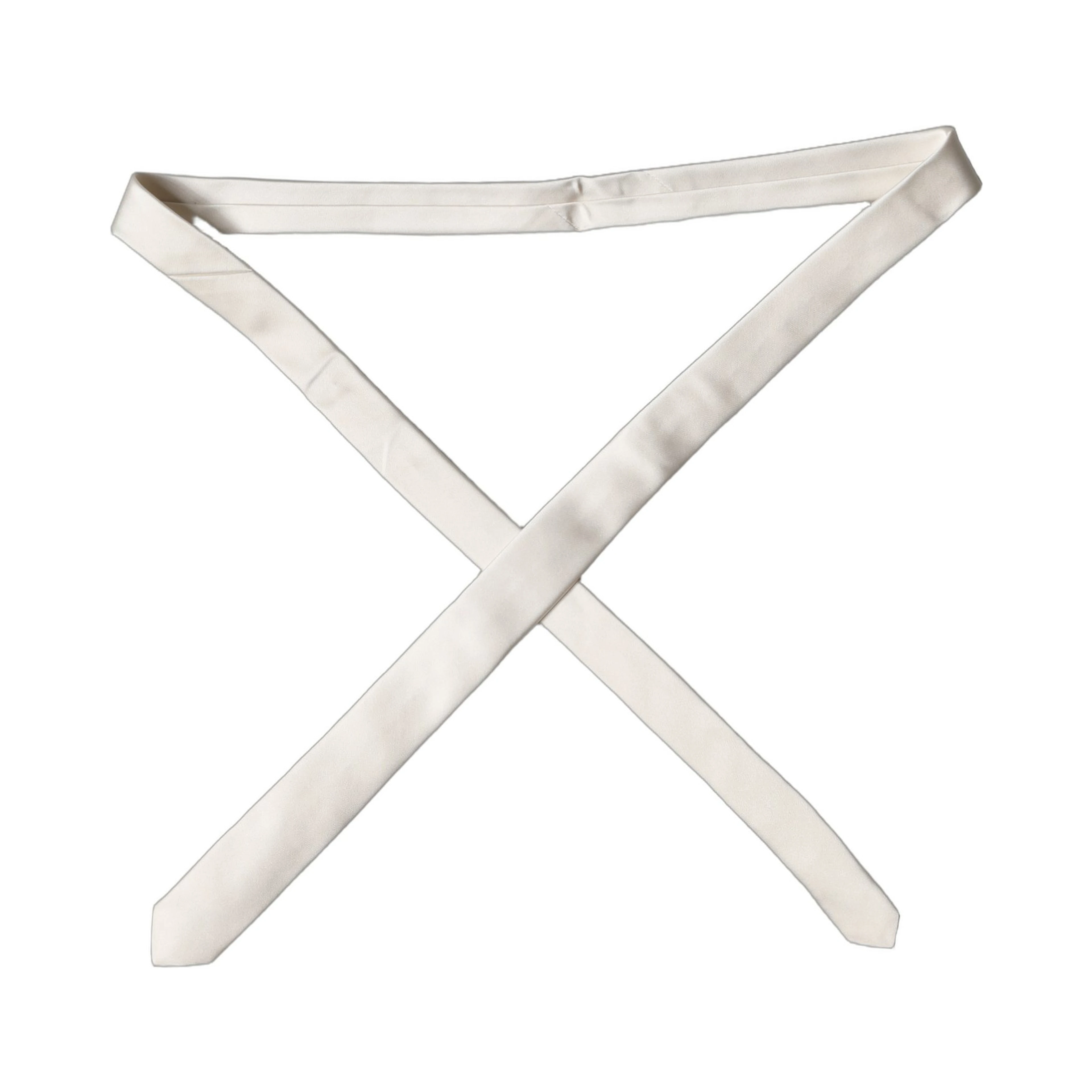 Off White Satin 100% Silk Adjustable Men Tied Necktie Tie
