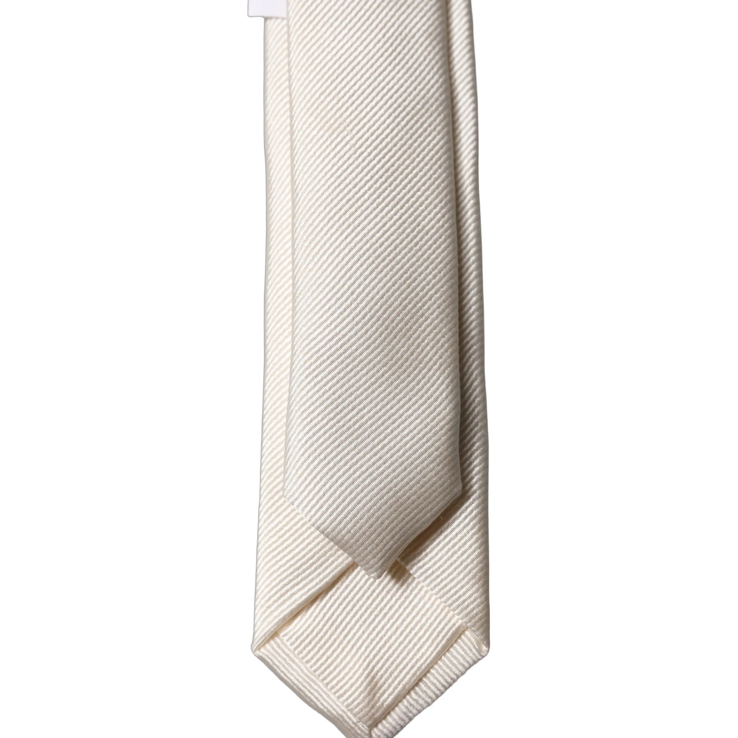 Off White Solid 100% Silk Adjustable Men Tied Necktie Tie