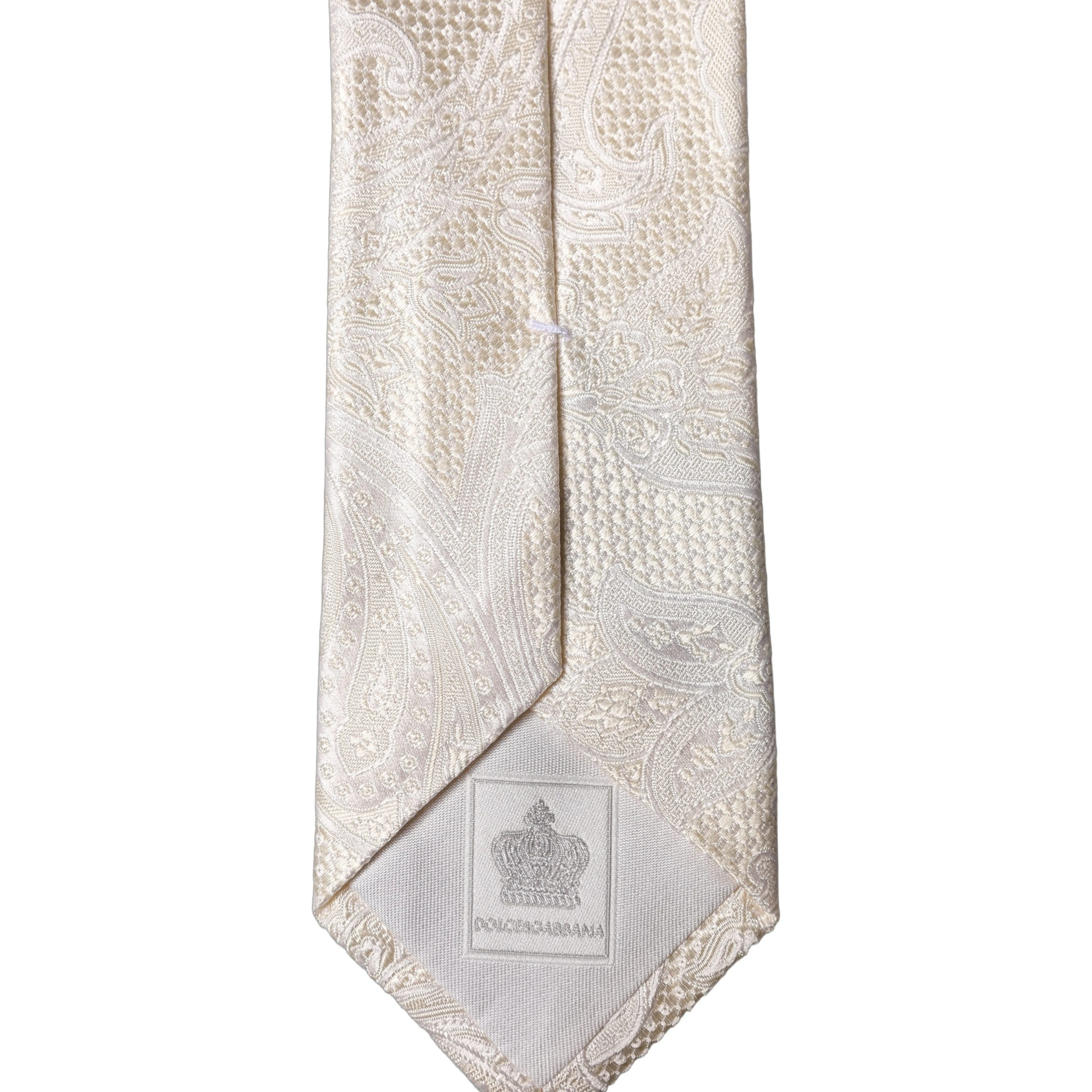 Off White Floral Silk Adjustable Men Tied Necktie Tie