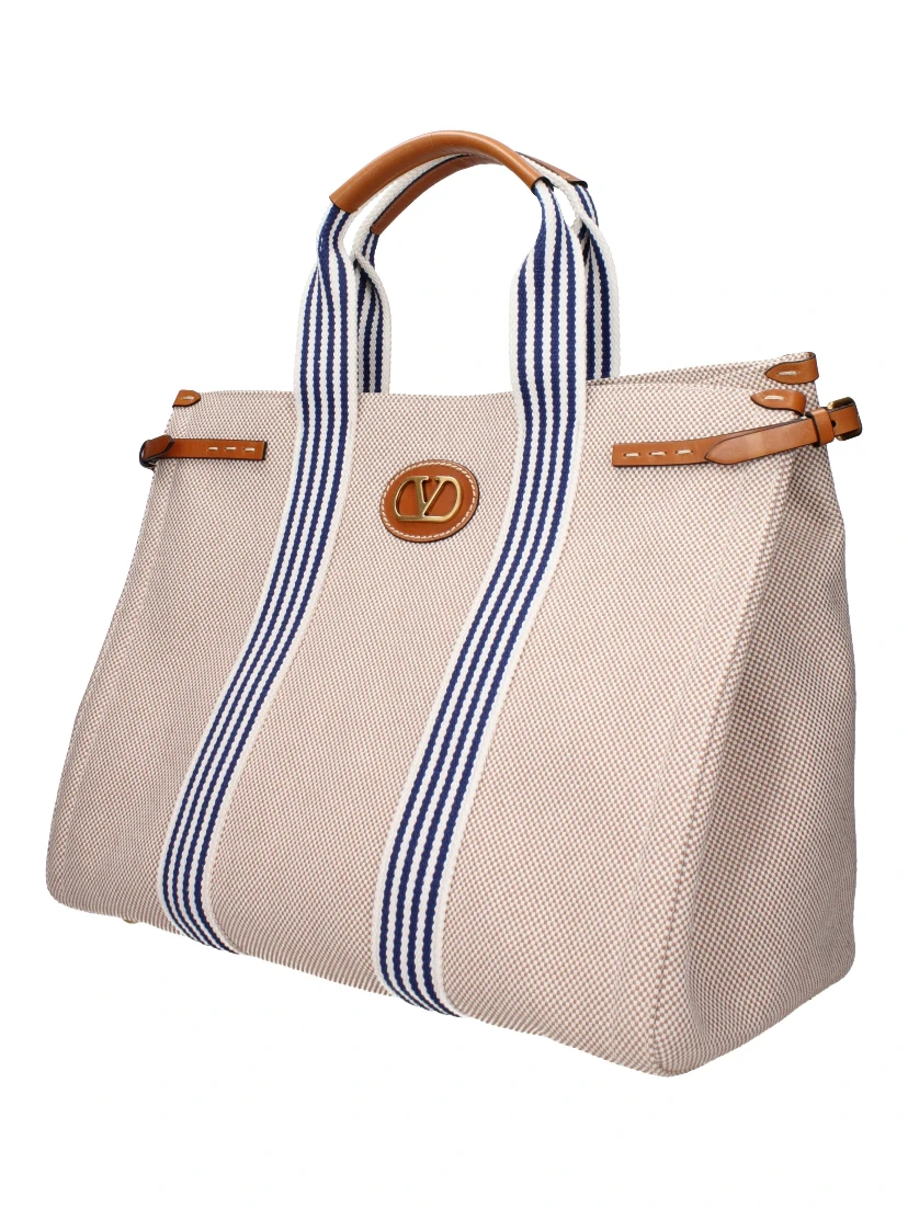Beige Fabric Handbag