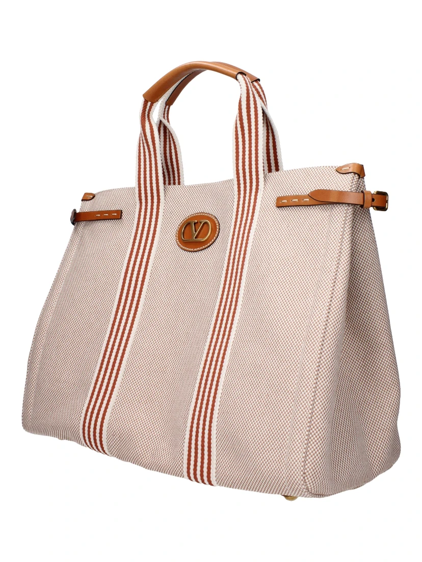 Beige Fabric Handbag