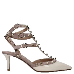 Beige Leather High Heel Pumps