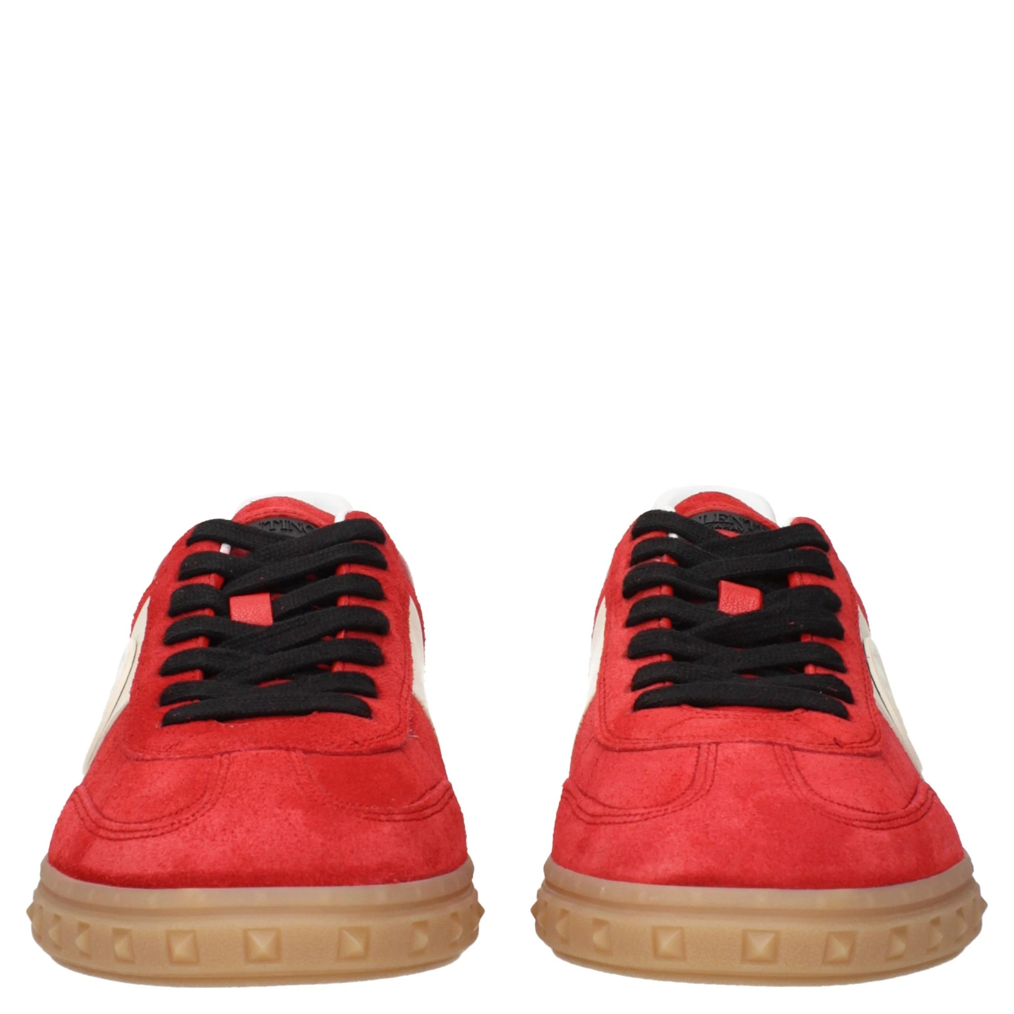 Red Leather Low Top Sneakers