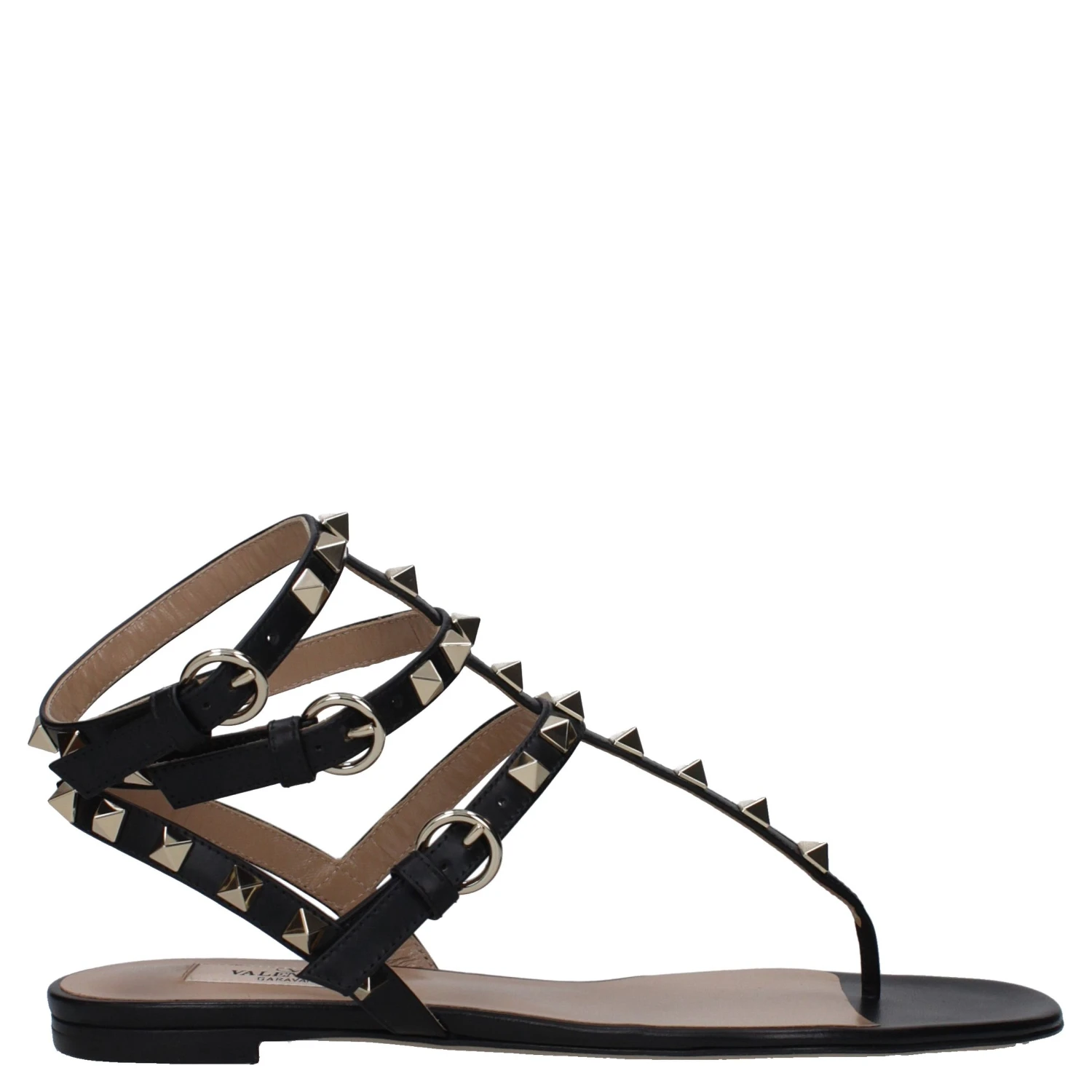 Black Leather Flip-Flop Sandals