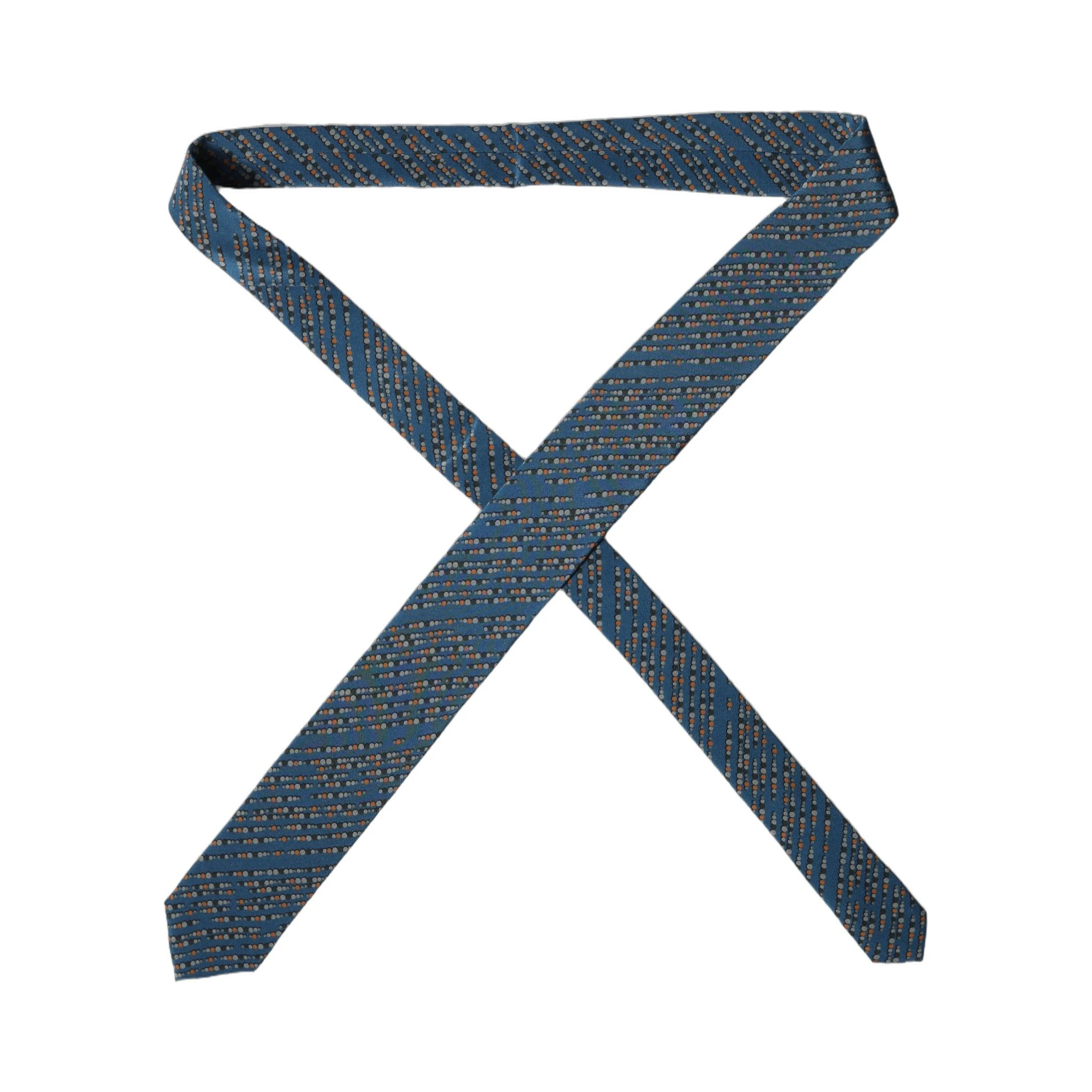Blue Patterned 100% Silk Adjustable Men Tied Necktie Tie