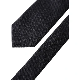 Black Solid 100% Silk Adjustable Men Tied Necktie Tie