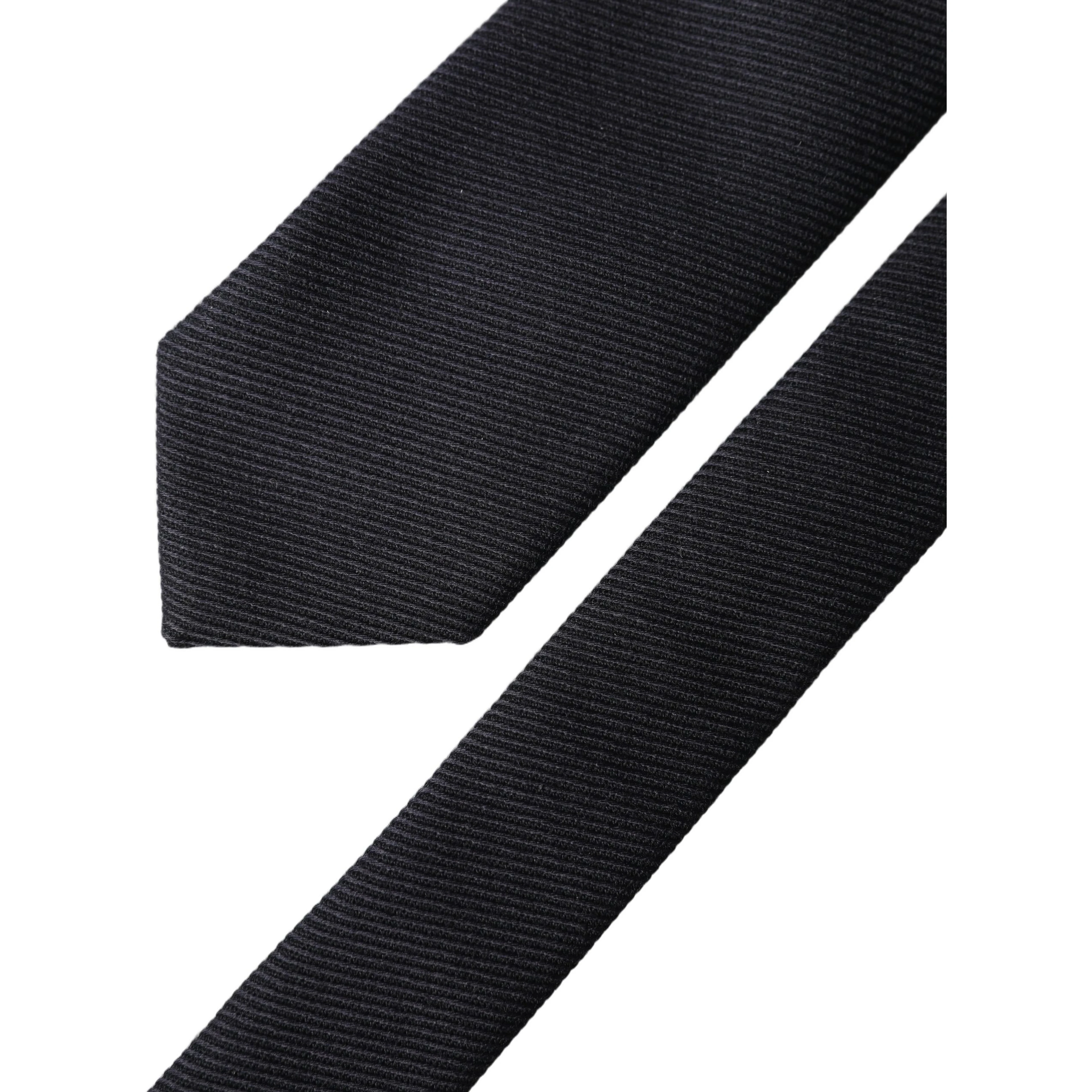 Black Solid 100% Silk Adjustable Men Tied Necktie Tie