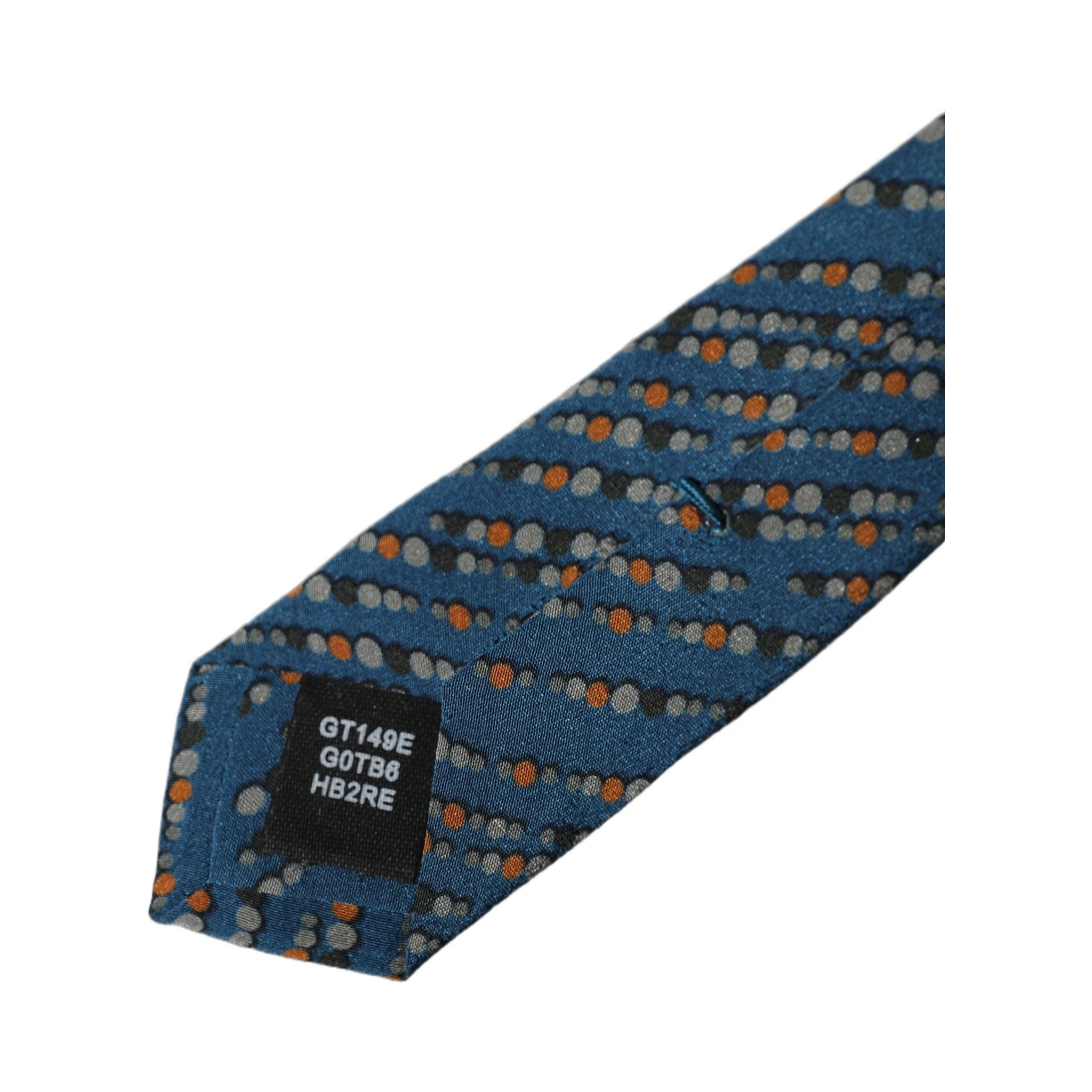 Blue Patterned 100% Silk Adjustable Men Tied Necktie Tie