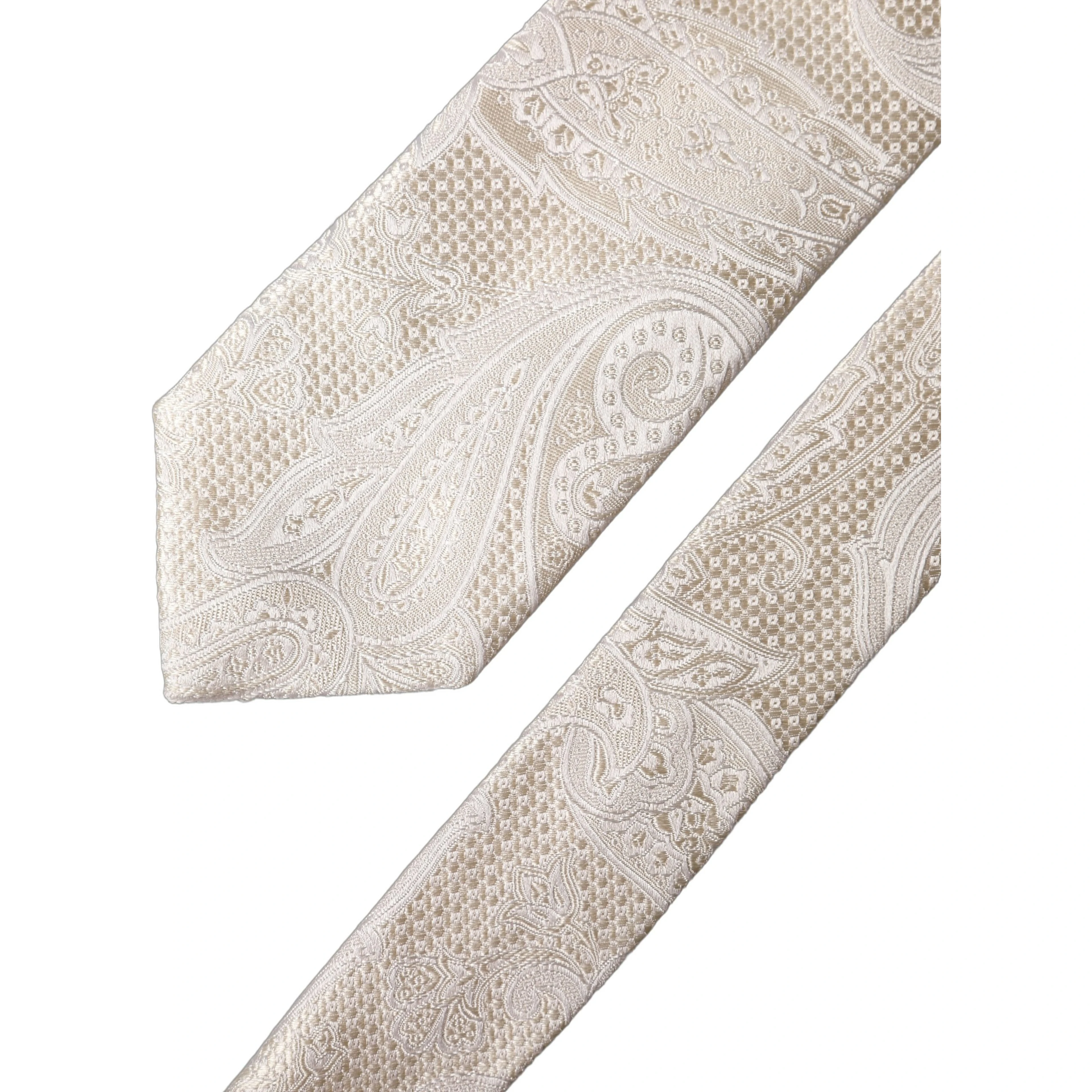 Off White Floral Silk Adjustable Men Tied Necktie Tie