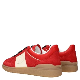 Red Leather Low Top Sneakers