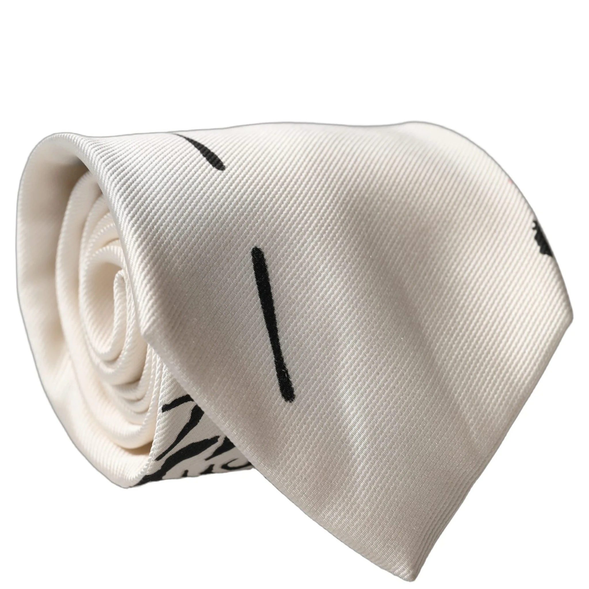 White Tattoo Floral Silk Adjustable Men Tied Necktie Tie