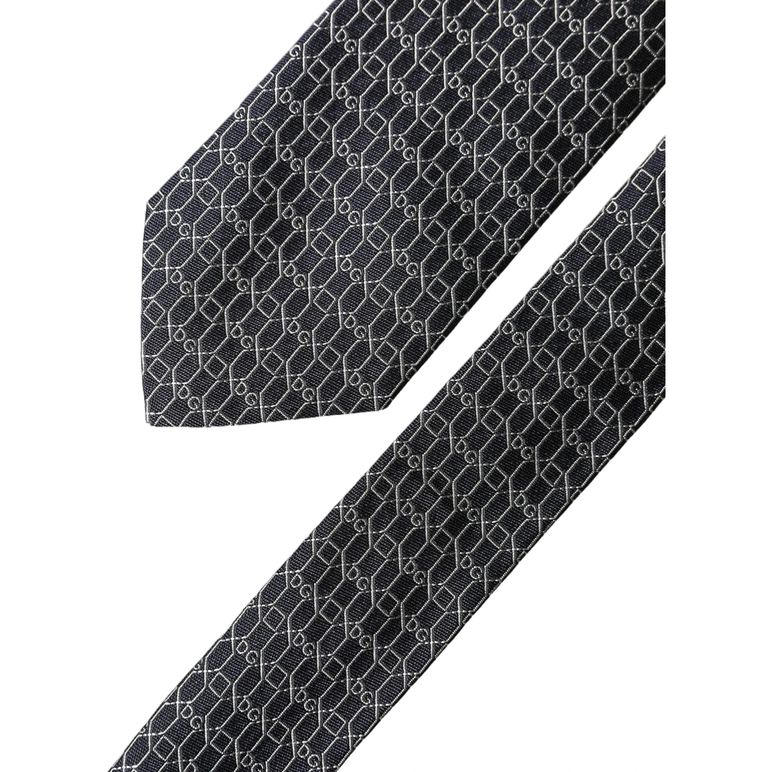 Black Geometric DG Silk Adjustable Men Tied Necktie Tie